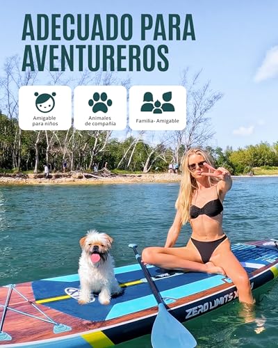 ZLX Tabla Paddle Surf Hinchable 350cm Tabla de Surf con Asiento, Sup Capacidad 200kg para 2 Personas, Tabla de Remo Inflable Geeignet für Anfänger, Haustiere, Yoga, Angeln - imagen 4