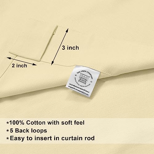 Image of THE LINEN COMPANY Extra Long Curtains 10 Feet, Solid Duck Canvas Cotton Curtains, 10ft Set of 2, Butter Cream
