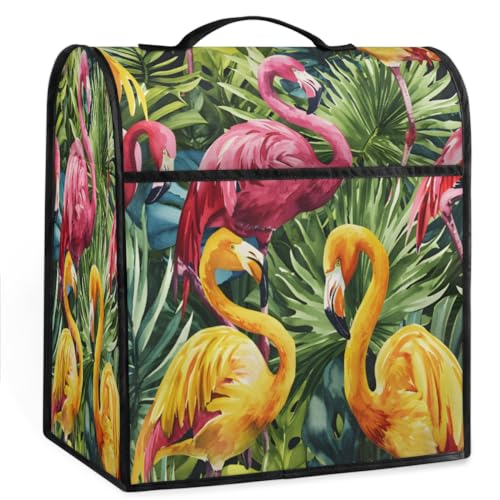Coffee Maker Cover Tropical Leaf Flamingo Kitchen Appliance Covers Small Appliance Covers Blender Cover Juicer Cover Dust Covers for Kitchen Appliances with Top Handle and Pockets,Washable,C737