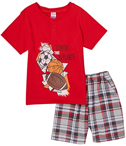 Image of ToBeInStyle Boys' 2-Piece Graphic Top & Plaid Shorts Outfit Set - Polo or V-Neck Tee