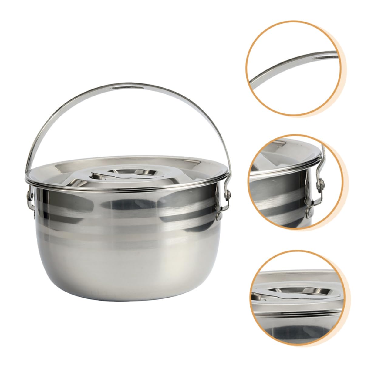 IMIKEYA Stainless Steel Camping Cooking Pot - 2400ml Campfire Kettle and Hanging Cooking Pot for Outdoor Cooking - Hiking Backpacking and Picnic Supplies and Versatile Cooking