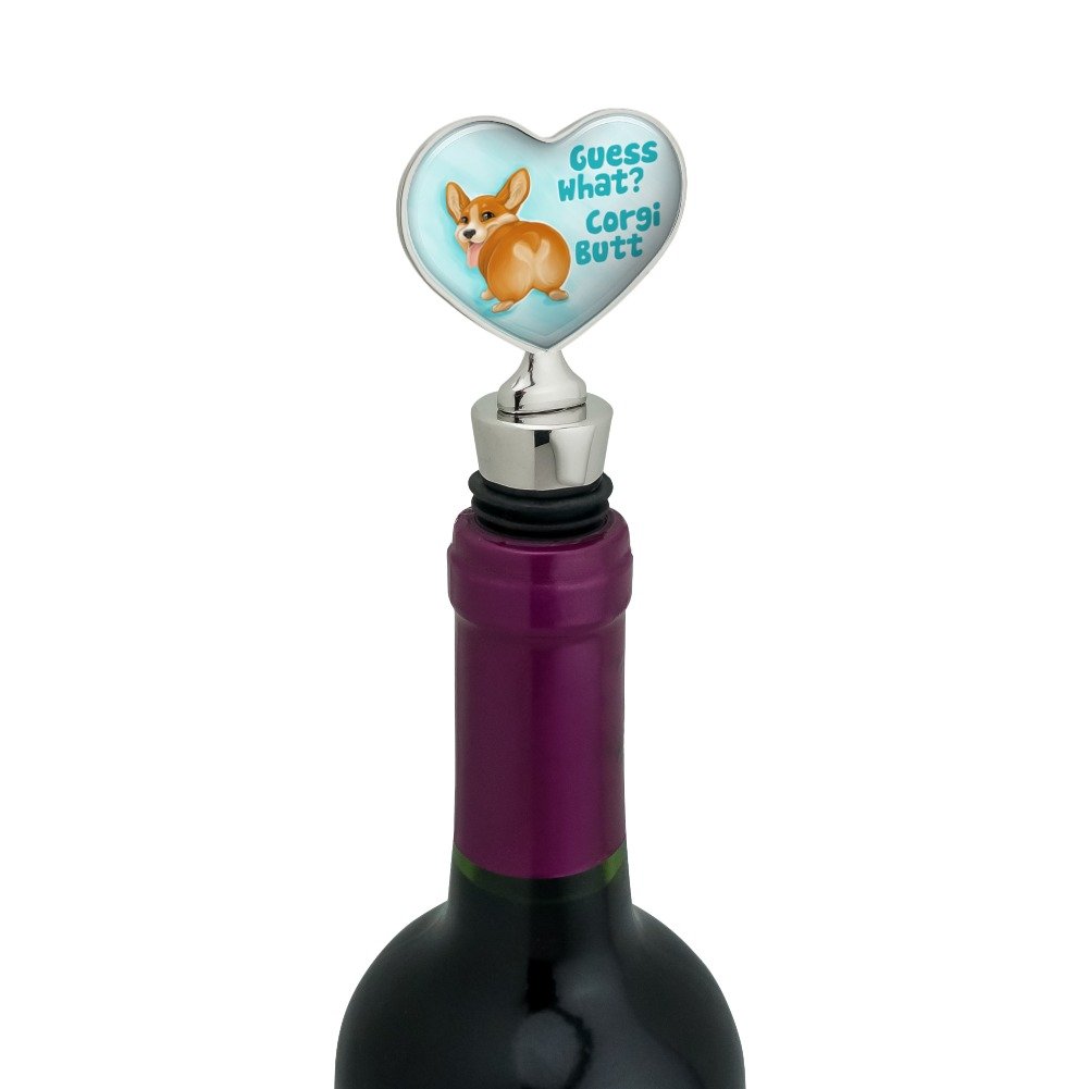 Guess What Corgi Butt Funny Joke Heart Love Wine Bottle Stopper