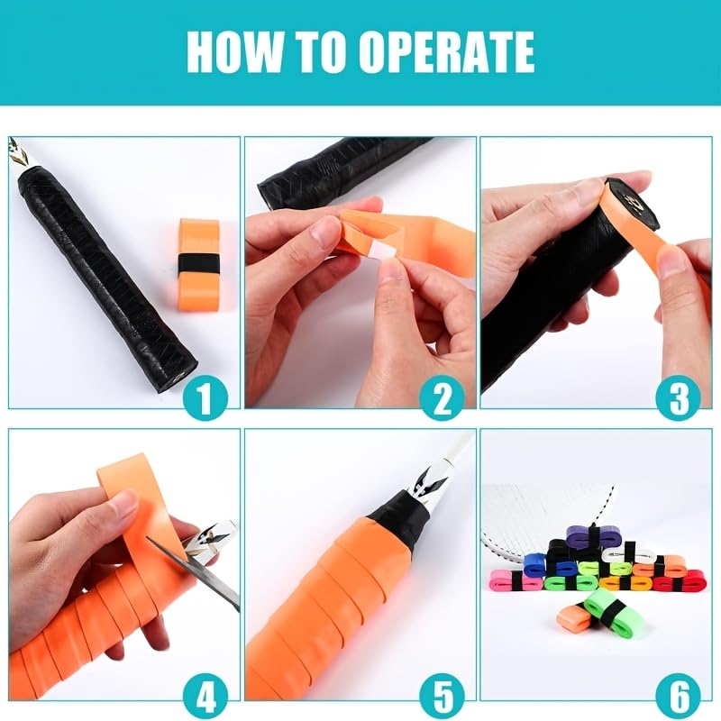 Overgrip per racchette da tennis e badminton, confezione da 100 pezzi, nastro antiscivolo in poliuretano, antiscivolo e assorbente
