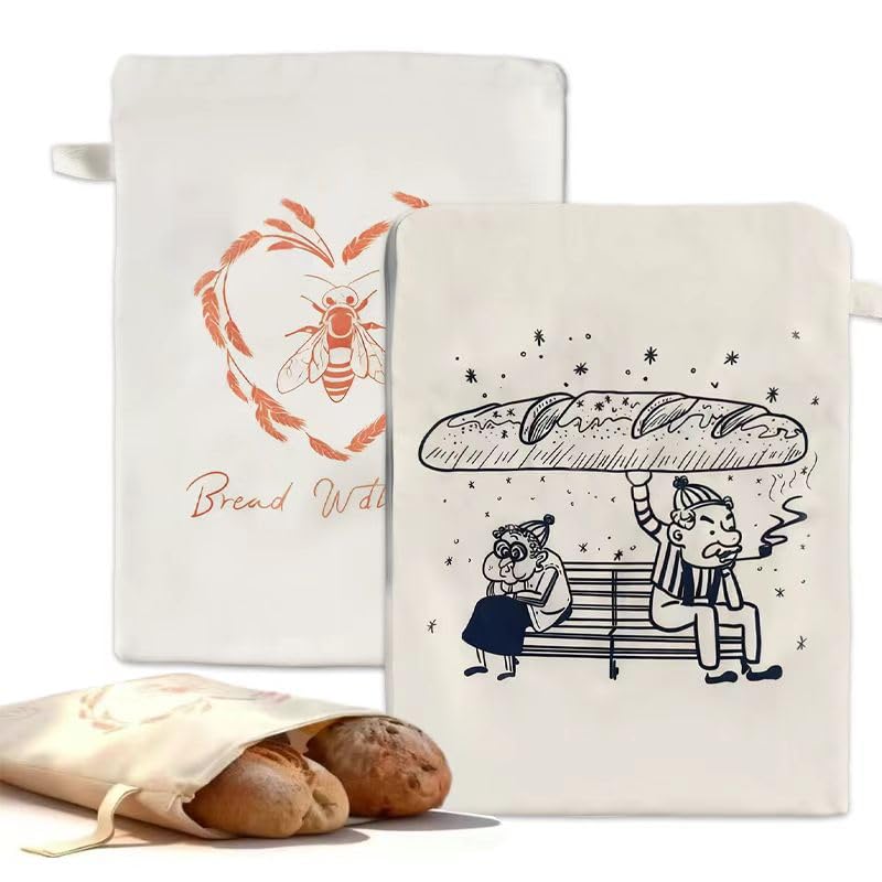 Brotbeutel, 2 Stück 43.2 * 33 wiederverwendbare Bienenwachs-Brotbeutel, die für Brot, Obst und Gemüse und andere verwendet werden können, Lebensmittellagerbeutel, um frisch zu bleiben