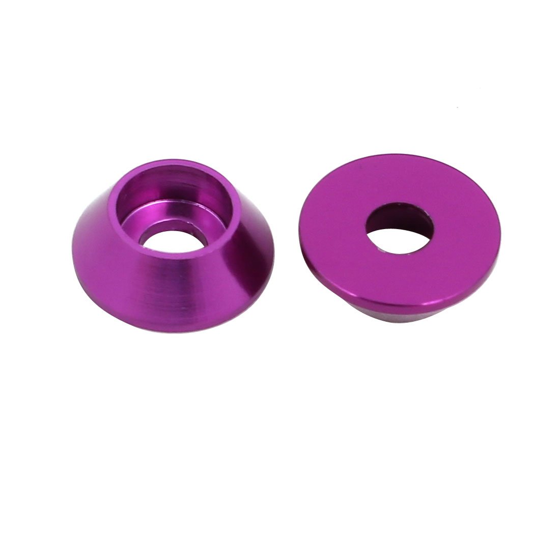 uxcell M3 Aluminium Alloy Cone Shaped Round Cup Bumper Washer Purple 15pcs