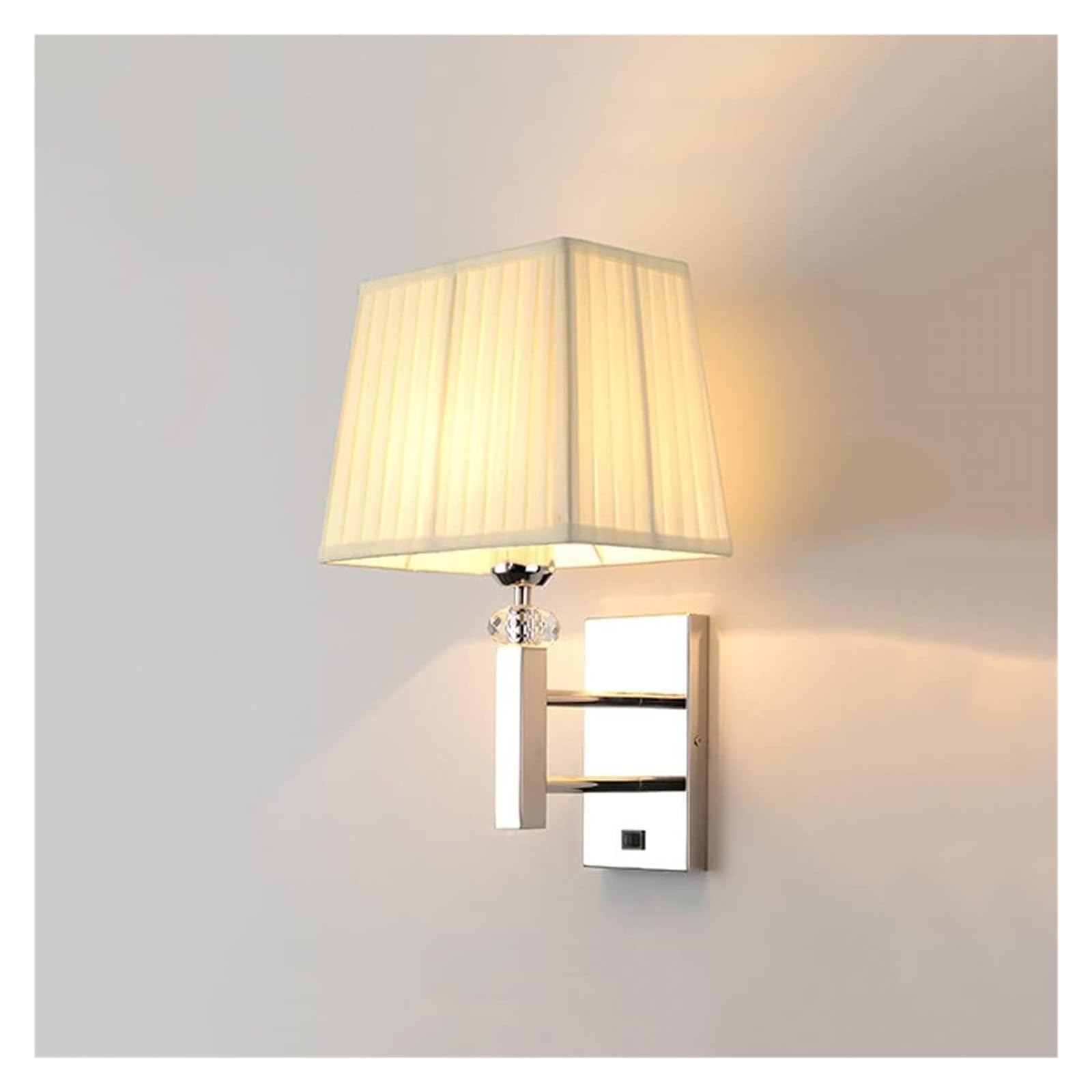 VGTLAKEX Wall Light Chrome Wall Sconce Fabric Lighting Bedside Lamp with Switch Mount Light E27 Headboard Lamps for Bedroom Living