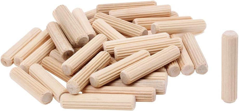 100 Pack 3/8" Wood Dowel Pins Straight Grooved Pins for Furniture Door and Dowel jig (3/8 in)