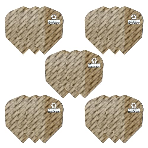 Harrows Carbon Dart Flights | 5 x Sets Darts Flights (15 Flights insgesamt) I 100 Mikron Dart Flights I Premium Extra Strong Made in UK I Professionelles Dartzubehör I Gold Dart Flights