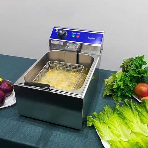 TAIMIKO Elektrische Fritteuse, Edelstahl, Thermostat 60 – 200 °C,Frittierkorb und Deckel, Entnehmbar Becken (6L) – Bild 3