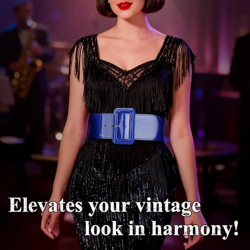 Image of VONMELLI Stretchy Wide Women Belts Elastic Vintage Belts for Women Fashion Ladies Waist Belt for Dress