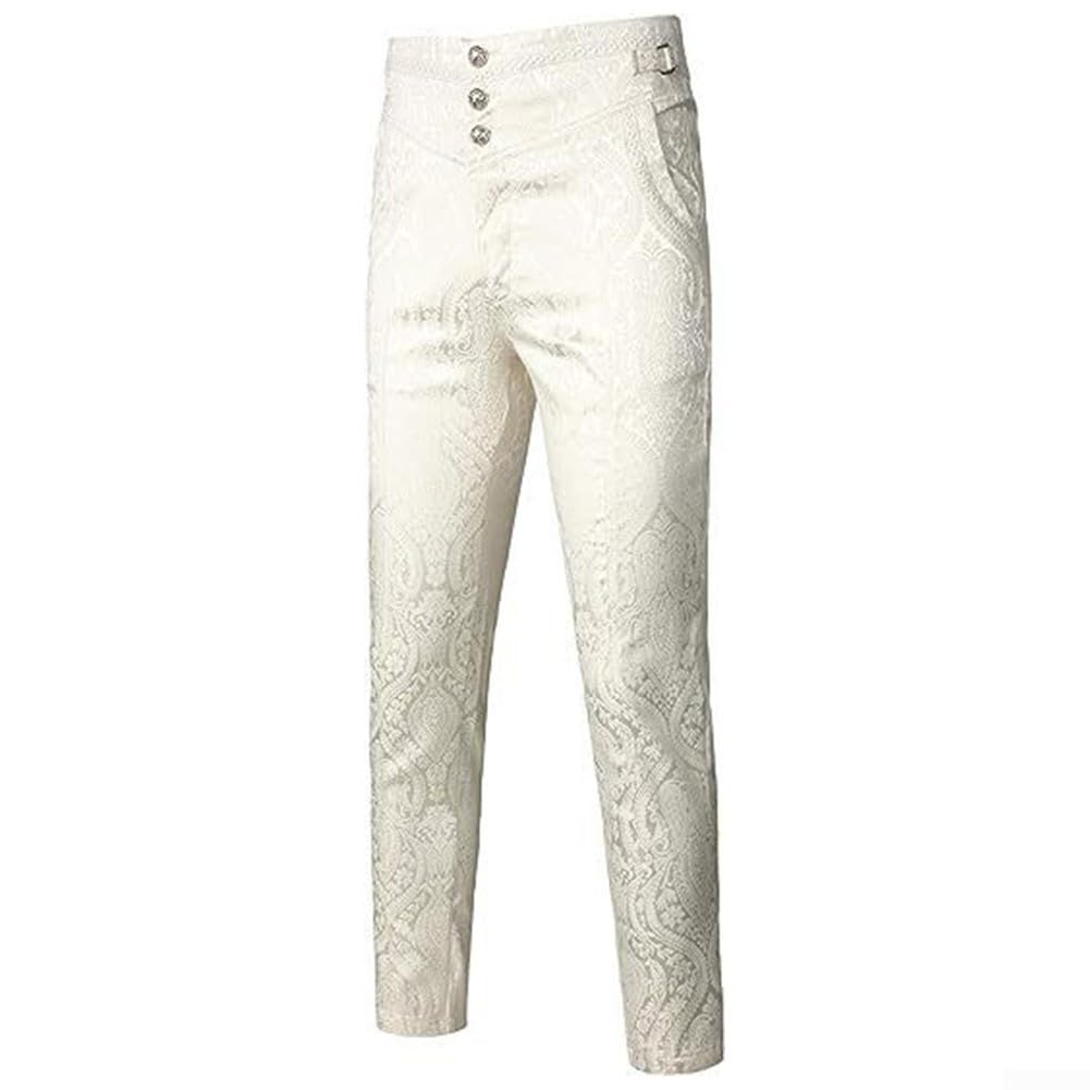 Accarugty Mens Gothic Trousers High Waisted Steampunk Costume Pants