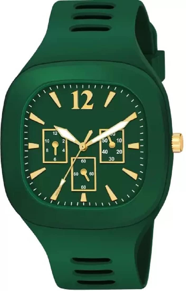 BHAWANI Solutions- Square Multi DIAL Analog Silicon Strap ADDI Stylish Designer Analog Watch - for Boys (Green) Pack of 2 (B0CYH6HZV8) Amazon Price History, Amazon Price Tracker