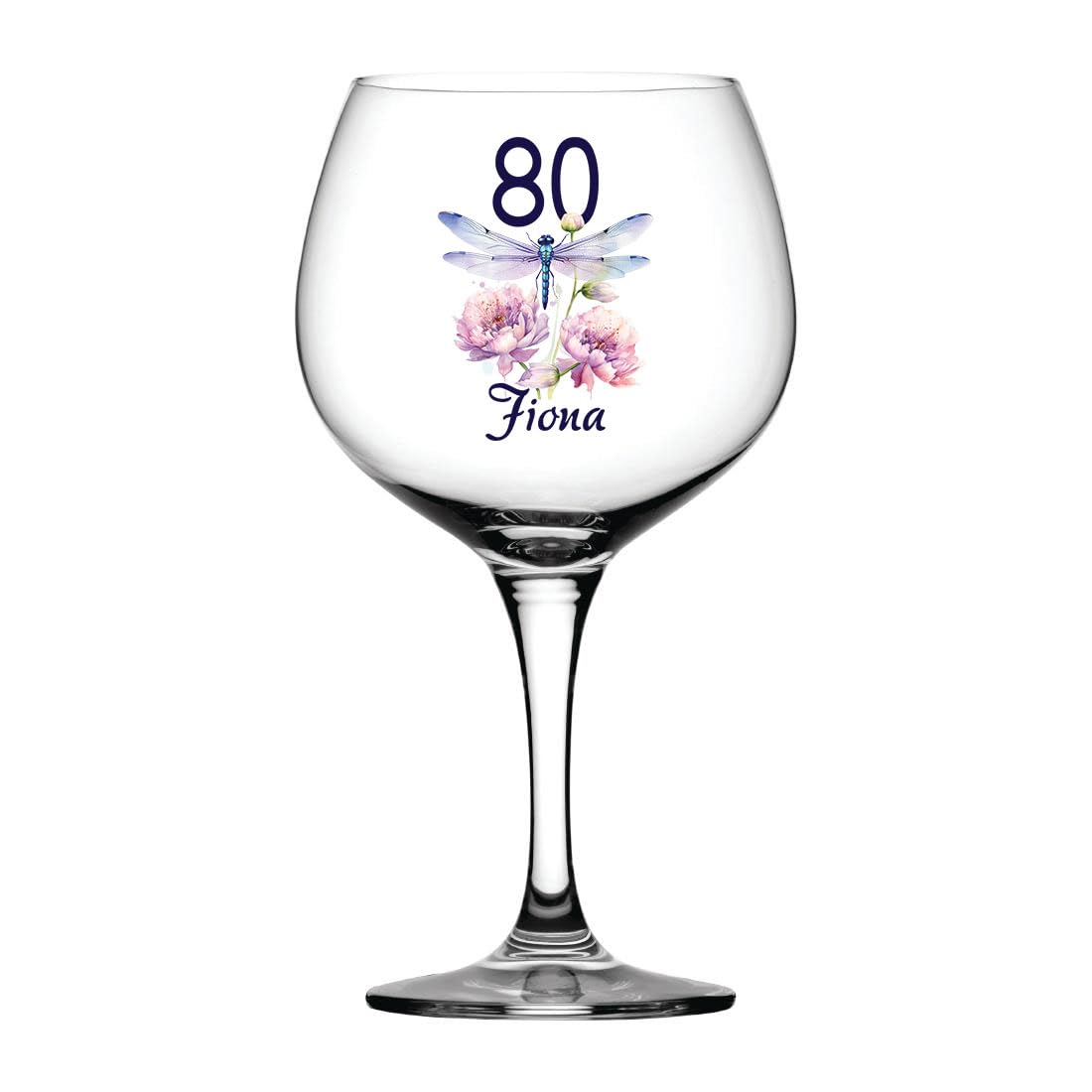 ukgiftstoreonline Personalised Any Age Birthday Cocktail Gin Glass Gift with Dragonfly18th 21st 30th 40th 50th 60th 70th 80th