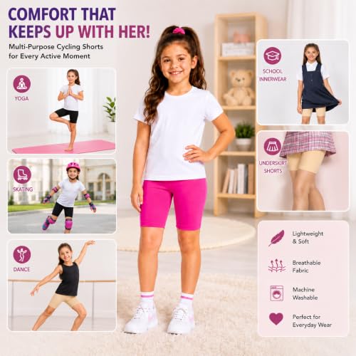 Image of Joe & Joe Shorts for Girls Premium Cotton Lycra Cycling Shorts - Pack of 2 | Inner Shorts for Yoga & Sports & School Uniform.