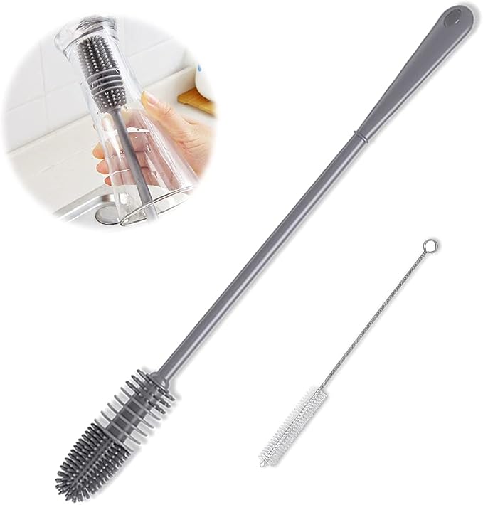 Scovolino Per Borracce DdLUCK - Silicione, Manico 40 Cm, Pulizia Profonda - Per Bottiglie, Tazze