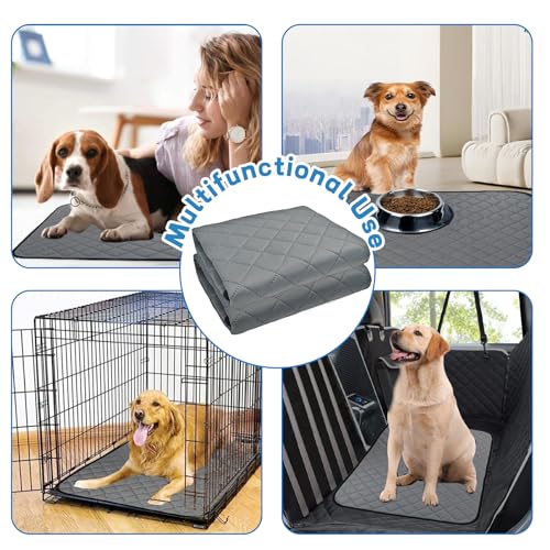 Image of Washable Pee Pads for Dogs (2 Pack) - Large, Waterproof Reusable Puppy Training Pads for Crate, Bed, Travel, Incontinence, Dog Potty Mat for Puppies (Grey) (27.5 inchX39 inch)