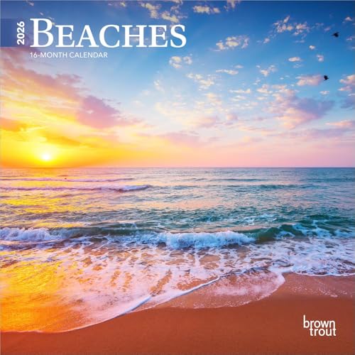 Beaches | 2026 7 x 14 Inch (Hanging) Monthly Mini Wall Calendar | BrownTrout | Travel Nature Tropical