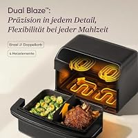 Cosori Airfryer, neue Generation 2026, 8,6L Flexiblen Kammern, Heißluftfritteuse 2 Kammern Keramikbeschichtung, Dual Blaze Twinfry Compact mit 4 Heizrohren, extragroßer Heizring, mit NTC-Tech, Schwarz – Ansicht 3