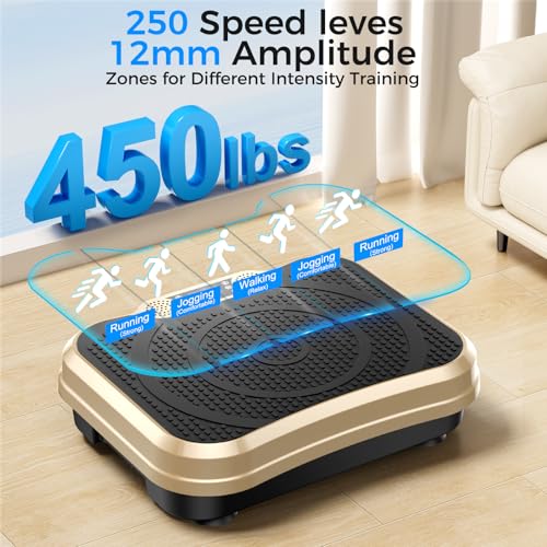 Image of Vibration Plate Exercise Machine,Vibration Plate for Lymphatic Drainage Power Vibration Plate Machine Support 450 Lbs 250 Adjustable Speeds,Vibrating Plate Shake Plate Weight Loss