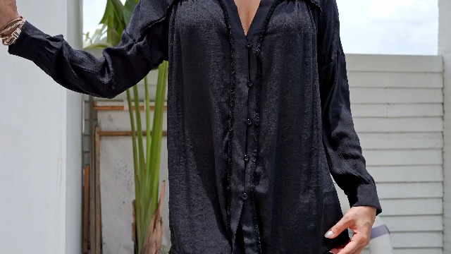 Langärmeliger Badeanzug Übergröße - Weißer Button-Down Coverup Für Strand & Pool