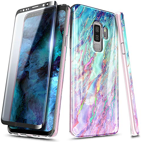 NageBee Case for Samsung Galaxy S9+ Plus, Ultra Slim Thin Glossy Stylish Protective Bumper Cover Phone Case with Soft Screen Protector (3D Curved Full Coverage) -Nova