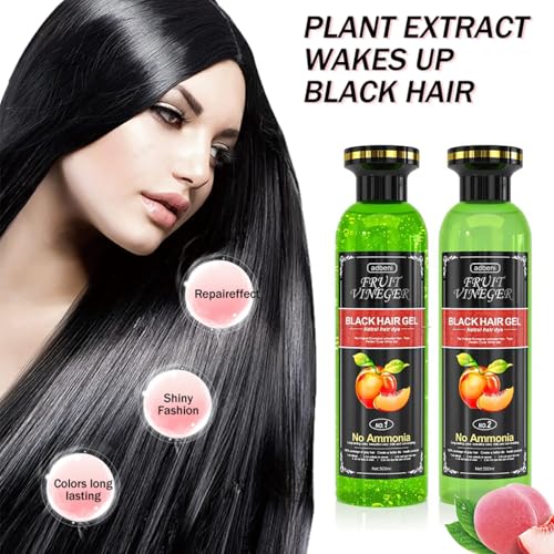 Image of Adbeni Fruit Vinegar hair Colour Black | Ammonia Free Herbal Hair Dye Gel for Men & Women | No Harsh PPD, Gentle on Scalp, Long Lasting Natural Color | 1000ml | With Colouring Kit