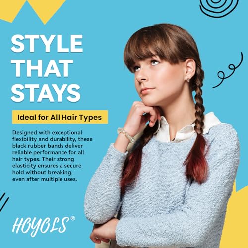 HOYOLS Black Elastic Hair Ties Rubber Bands Mini Polyband Soft Ponytail Holder for Kids Baby Girls TPU Pack 1500 - Image 3
