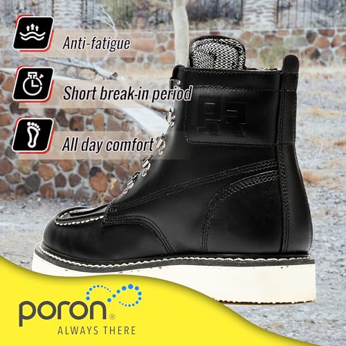 Image of ROCKROOSTER Magnolia 6 inch Side-Zipper Wedge Boots for Men, Lightweight Soft Moc Toe Motorcycle Boots SAP309-Brown, SAP309BK-Black, SAP310-Black