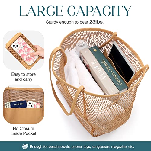 Hommtina Beach Bag Casual Tote Bag Large Mesh Beach Bag Beach Accessories Beach Purse Shoulder Bag For Beach Picnic Vacation3