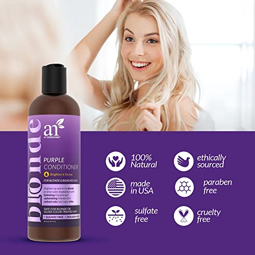 Artnaturals Purple Conditioner For Blonde Hair – (12 Fl Oz / 355Ml) – Protects, Balances And Tones – Bleached, Color Treated And Silver Hair - Sulfate Free. #TOP4