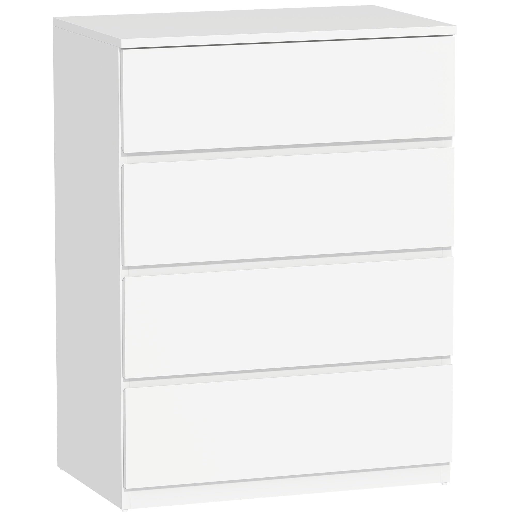 HOMCOM Cassettiera Camera da Letto 4 Cassetti, Comò Camera da Letto in Legno, per Soggiorno, Sala da Pranzo e Corridoio, 60x40x80 cm, Bianco