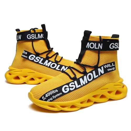 Image of Jakcuz Men's High Top Sneakers Plus Size Breathable Gym Athletic Running Walking Tennis Comfortable Fashion Platform Shoes