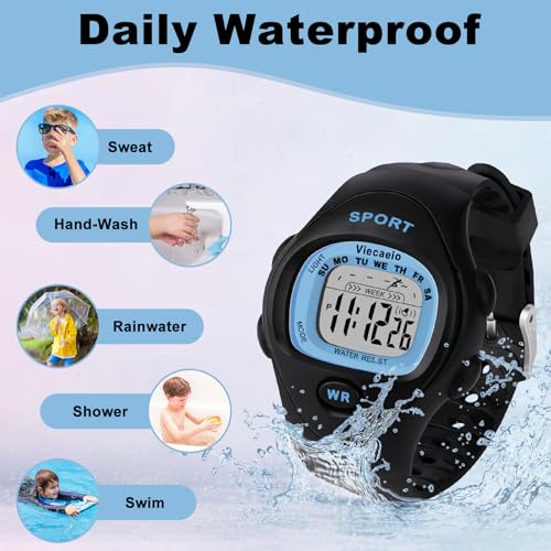 Kids Digital Watch, Multifunctional Shockproof Waterproof Boys Sport Outdoor, Birthday and Christmas Gift for 3-8 Years (Black)3