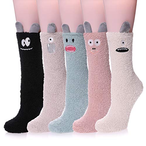 ZaYang 5 Pack Womens Microfiber Sleeping Socks Cute Animal Soft Fuzzy Warm Winter Slipper Socks (Animal C?