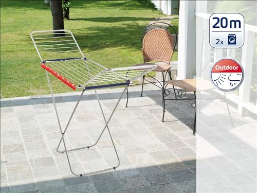 Leifheit Standtrockner Classic Siena 200 Easy Aluminium, robuster Wäscheständer für drinnen und draußen, Flügelwäschetrockner mit 20m Trockenlänge für 2 Waschmaschinenladungen, Trockner mit Zubehör - Image 3
