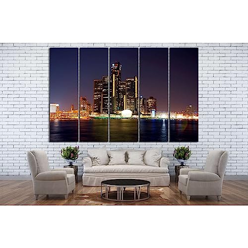 Tableau 5 panneaux Detroit Cityscape №134 ZELLART impression sur toile XXL