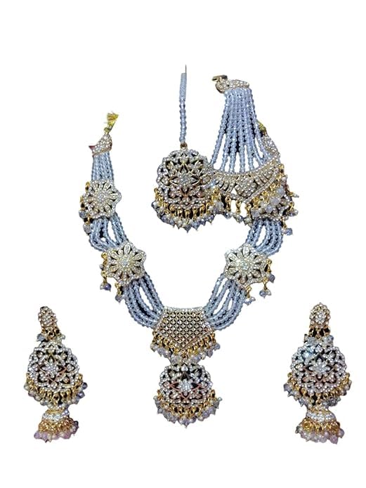 Combo Pack Gold Bridal Jewelry Set for Women with Earrings, Necklace, Mang Teeka and Paasa (4) (B0D9NGWVWK) Amazon Price History, Amazon Price Tracker