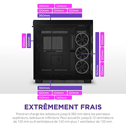 Image of NZXT Glass H9 Elite Premium Dual-Chamber ATX Mid- Tower Computer Case /Gaming Cabinet | Support - ATX, Micro-ATX, Mini ITX | Pre-Installed 4 X 120Mm Fans - Cm-H91Eb-01(Black)