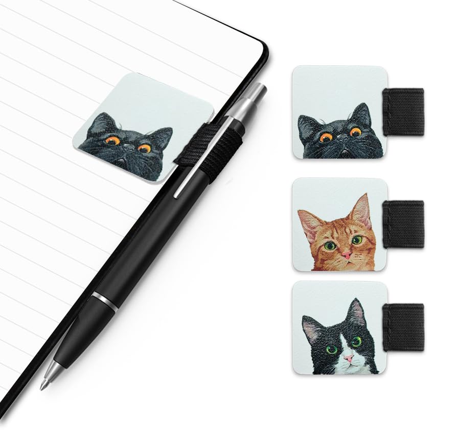 WIRESTER 3 Pack PU Leather Self-Adhesive Pen Loop Holder, Pencil Stylus Holder Elastic Durable for Notebook Journal Diary Planner Tablet Case - Bombay