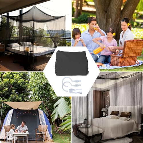 ACTOYS Mückennetz Bett XXL, Moskitonetz Reise Outdoor, Moskitonetz Doppelbett Einzelbett, Betthimmel Rechteckig, Mosquito Net Bed, Himmelbett Vorhänge Terrasse (Schwarz: 2 Türen, 220x200x200cm)