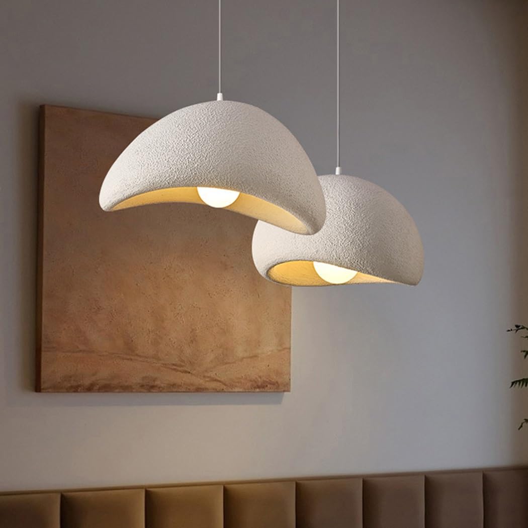 Lampada A Sospensione Wabi-Sabi Creativa Lampadario Moderna Bianco Opaco Stile Nordico Lampada in Cemento E27 Lampada per Camera da Letto Soggiorno Sala da Pranzo Cameretta Cucina(40CM)