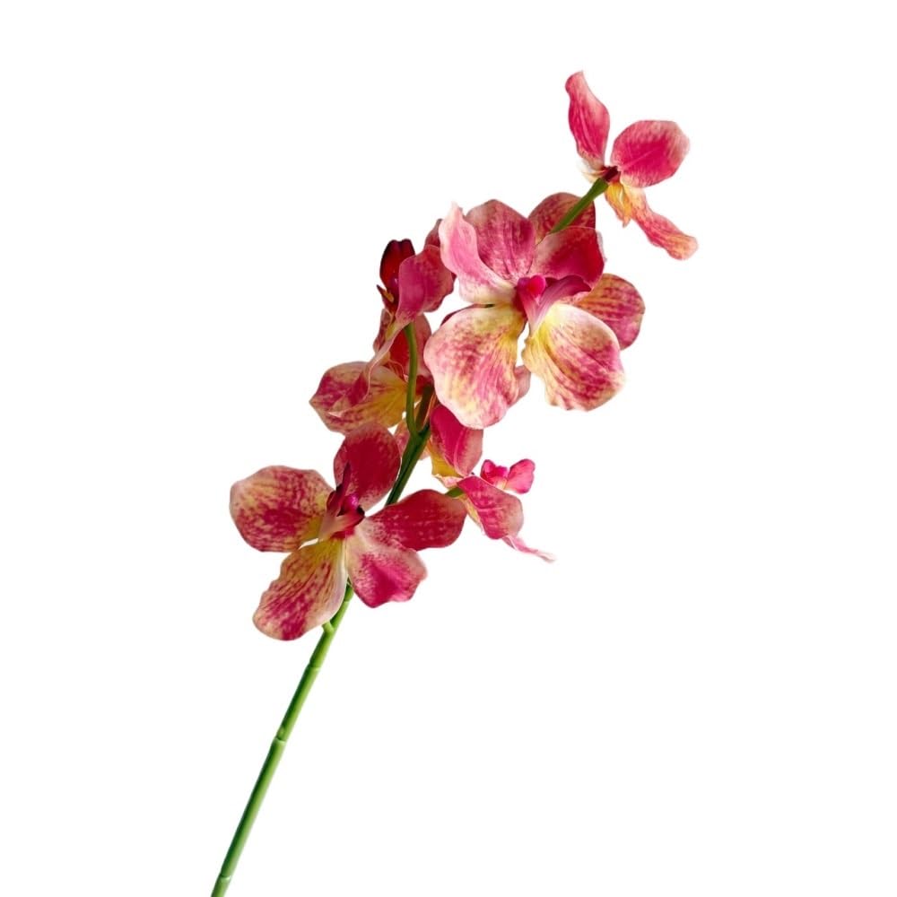 Huffa Orange Artificial Hand-Feel Orchid Flower Arrangement For Lobby Table - Realistic Floral Decor(Orange)