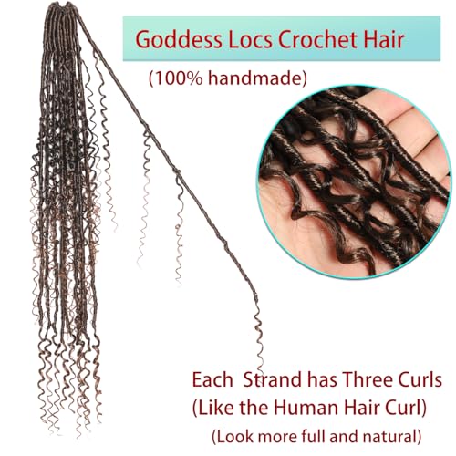 Boho Faux Locs Crochet Hair 18 Inch Goddess Locs 8 Packs Boho Soft Locs Crochet Hair with Curly Ends Pre-looped Long Bohemian River for Black Women (T30# - Image 2