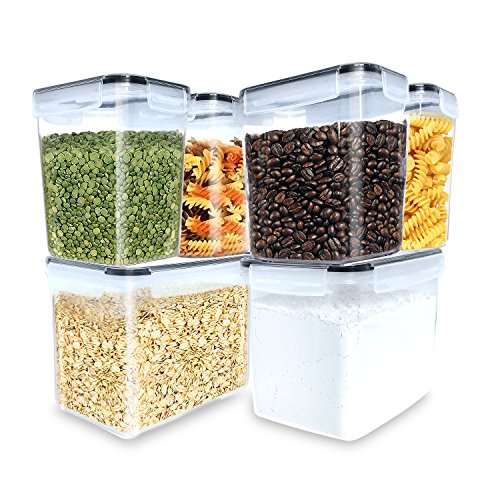 Inout airtight container set of 6,Tall Large Food Storage Sugar, Flour bakeware Containers - Leakproof With Locking Lids - BPA Free Plastic - Microwave, Freezer and Dishwasher Safe