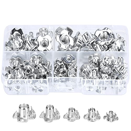 Tuerca de Cuatro Puntos Enchapadas en Zinc Tuerca en T Cuatro Puntas de Acero al Carbono Tuercas para Madera para Fijaci�n de Muebles de Madera M3 M4 M5 M6 M8 90 Piezas