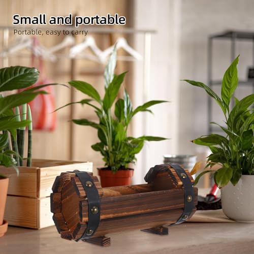 Jardinière en bois de tonneau style authentique et durable extérieur
