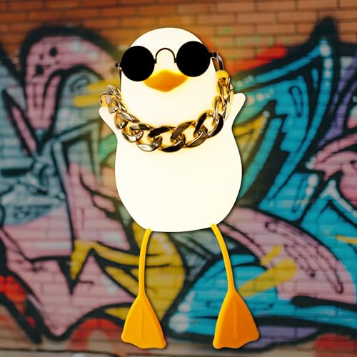Duck Night Light, Silicone Duck Lamp, Cute Bedside Duck Goose Funny Nightlight with Dimmer and Timer for Room Decor, Duck Gifts for Girls,Boys, Women, Little One-Hip Hop Duck