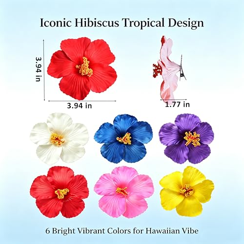 Pinzas para el cabello con flores hibisco multicolor miniatura 2