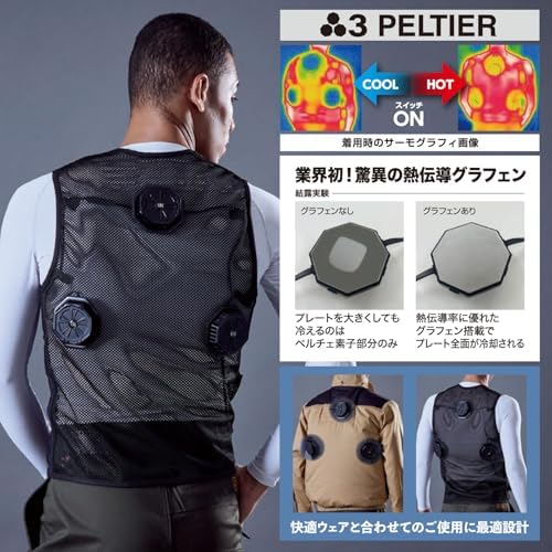 クール / ヒート ペルチェベスト ブラック Amazon.co.jp: HOOH ペルチェベストセット PV333 冷暖対応 快適