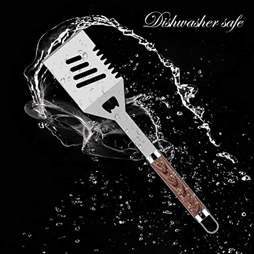 ROMANTICIST 29pcs BBQ Grill Tool Set for Men Dad, Heavy Duty Stainless Steel Grill Utensils Set, Non-Slip Grilling Accessories Kit with Thermometer, Mats in Aluminum Case for Travel, Outdoor Brown 3 ROMANTICIST 29pcs BBQ Grill Tool Set for Men Dad, Heavy Duty Stainless Steel Grill Utensils Set, Non-Slip Grilling Accessories Kit with Thermometer, Mats in Aluminum Case for Travel, Outdoor Brown - Image 3